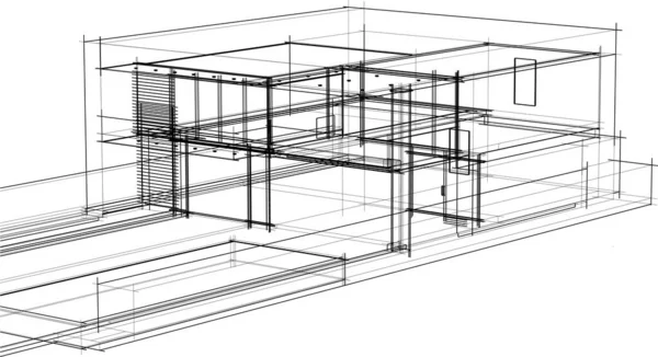 Drawing Lines Architectural Art Concept Abstract Graphical Technology Background — Stockvektor