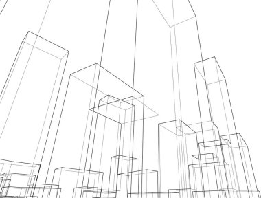 drawing lines in architectural art concept, abstract graphical technology background 