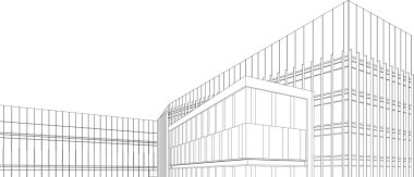 3d illustration of lined architecture buildings 