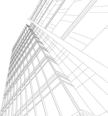3d illustration of lined architecture buildings 