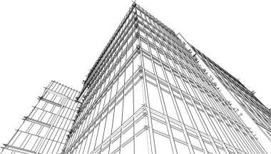 3d illustration of lined architecture buildings 