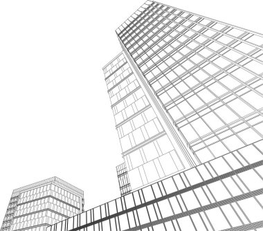 3d illustration of lined architecture buildings 