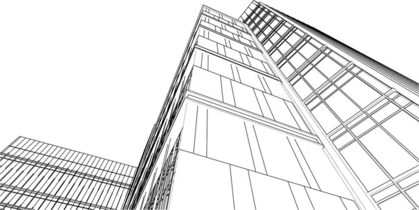 Illustration Lined Architecture Buildings — Vetor de Stock