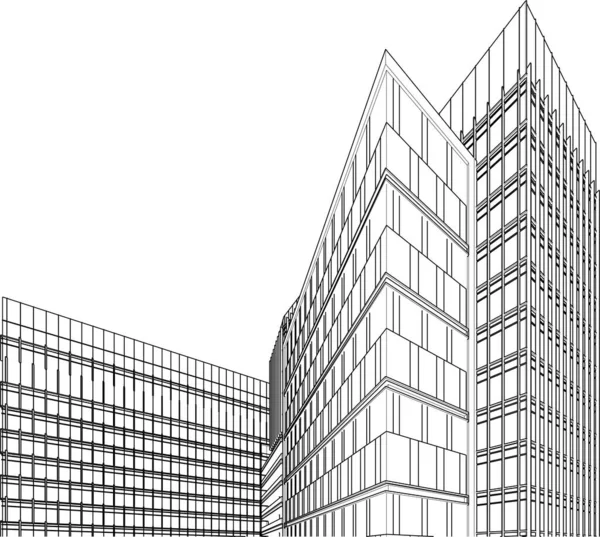 Illustration Lined Architecture Buildings — Stockvektor