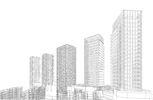 Modern City Building Illustration — 图库照片