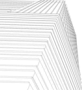 3d illustration of lined architecture buildings 