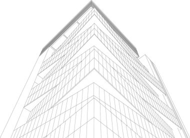 3d illustration of lined architecture buildings 