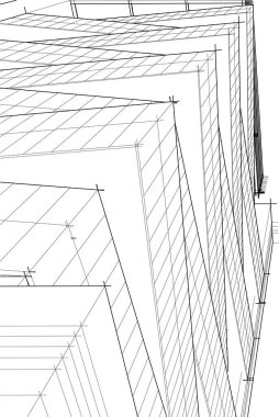 3d illustration of lined architecture buildings 