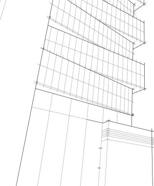 3d illustration of lined architecture buildings 