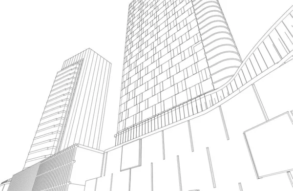 Illustration Lined Architecture Buildings — Vector de stock