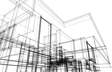 abstract sketch of modern city building, architecture concept background.