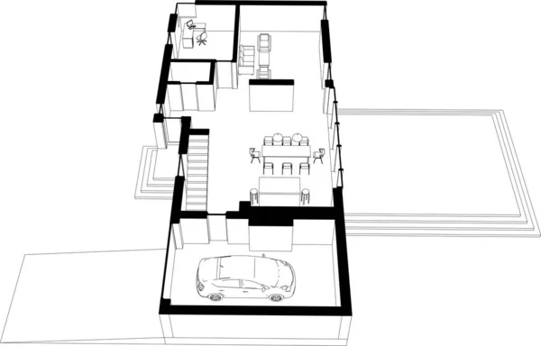 Abstract Sketch Modern City Building Architecture Concept Background — Archivo Imágenes Vectoriales