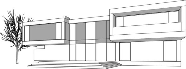 Abstract Sketch Modern City Building Architecture Concept Background — Stok Vektör