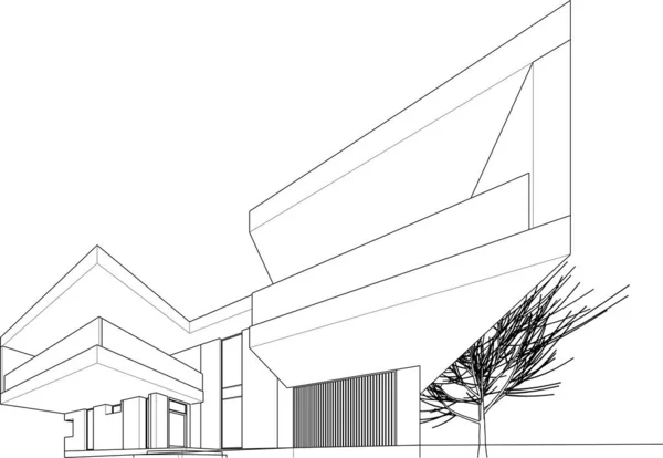 Abstract Sketch Modern City Building Architecture Concept Background — 图库矢量图片