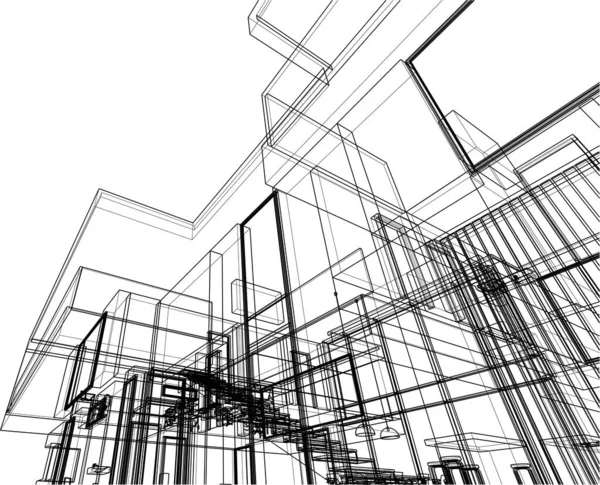 Abstract Sketch Modern City Building Architecture Concept Background — ストックベクタ
