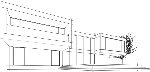 Abstract Sketch Modern City Building Architecture Concept Background — 图库矢量图片