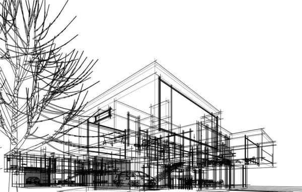 Abstract Sketch Modern City Building Architecture Concept Background —  Vetores de Stock