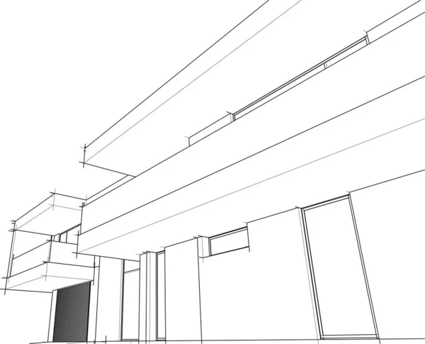 Abstract Sketch Modern City Building Architecture Concept Background — Stockový vektor