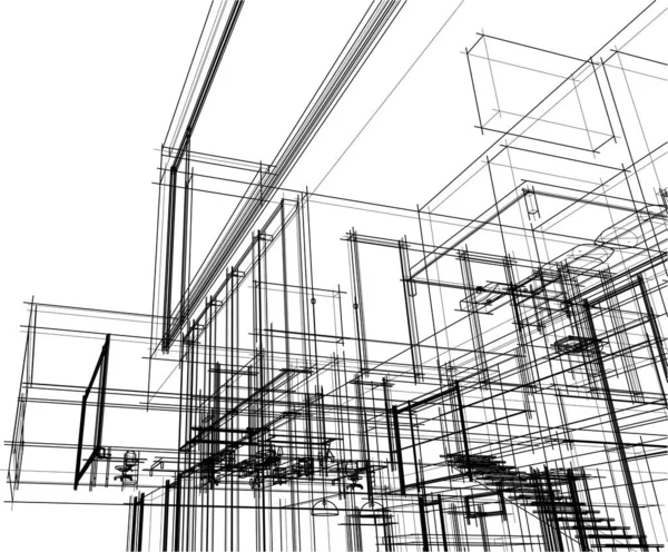 Abstract Sketch Modern City Building Architecture Concept Background — Διανυσματικό Αρχείο