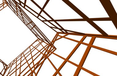 drawing lines in architectural art concept, abstract graphical technology background 
