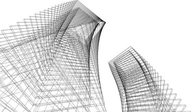 drawing lines in architectural art concept, abstract graphical technology background 