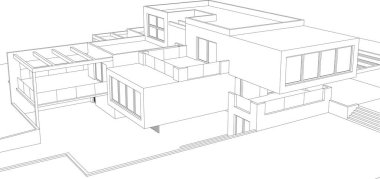 abstract sketch of modern city building, architecture concept background.