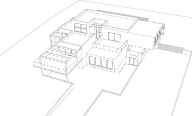 abstract sketch of modern city building, architecture concept background.
