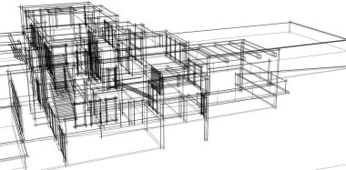 abstract sketch of modern city building, architecture concept background.