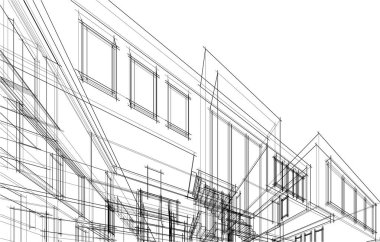 abstract sketch of modern city building, architecture concept background.