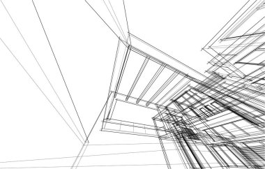 abstract sketch of modern city building, architecture concept background.