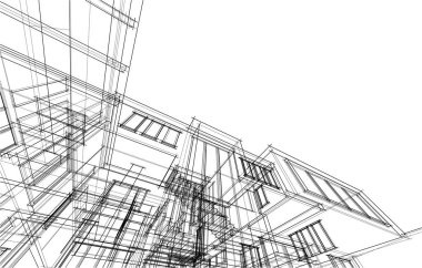 abstract sketch of modern city building, architecture concept background.