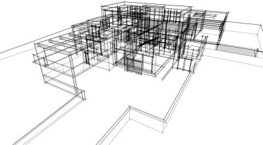 abstract sketch of modern city building, architecture concept background.