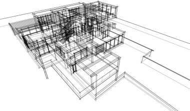abstract sketch of modern city building, architecture concept background.