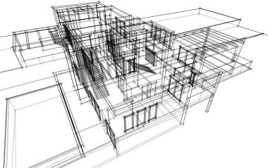 abstract sketch of modern city building, architecture concept background.