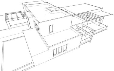 abstract sketch of modern city building, architecture concept background.