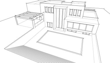 abstract sketch of modern city building, architecture concept background.