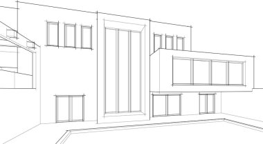 abstract sketch of modern city building, architecture concept background.