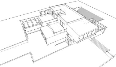 abstract sketch of modern city building, architecture concept background.