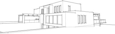 abstract sketch of modern city building, architecture concept background.