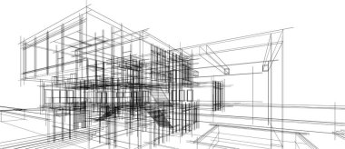 drawing lines in architectural art concept, abstract graphical technology background 
