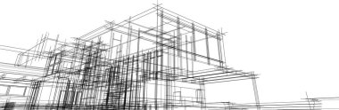 drawing lines in architectural art concept, abstract graphical technology background 
