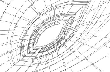 drawing lines in architectural art concept, abstract graphical technology background 