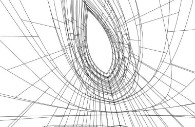 drawing lines in architectural art concept, abstract graphical technology background 
