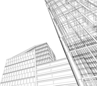 drawing lines in architectural art concept, abstract graphical technology background 