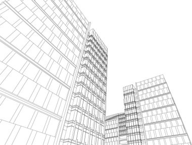 drawing lines in architectural art concept, abstract graphical technology background 