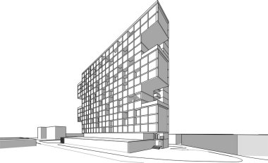 drawing lines in architectural art concept, abstract graphical technology background 