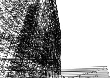 drawing lines in architectural art concept, abstract graphical technology background 