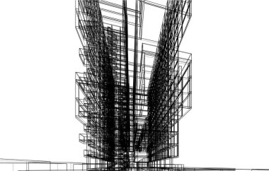 drawing lines in architectural art concept, abstract graphical technology background 