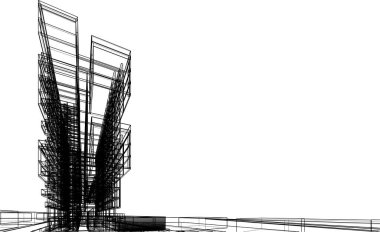 drawing lines in architectural art concept, abstract graphical technology background 