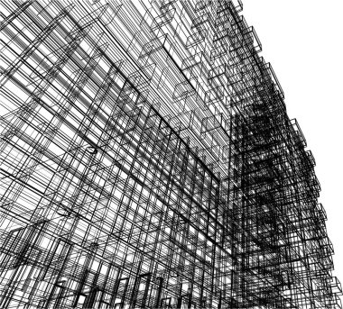 drawing lines in architectural art concept, abstract graphical technology background 